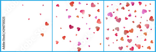Red and pink hearts confetti celebrations. Simple festive modern design. Holiday vector set