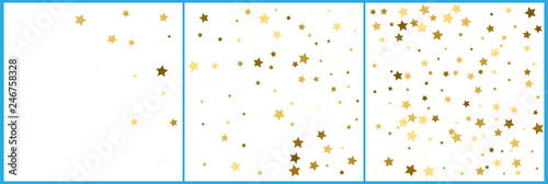 Gold stars. Confetti celebration, Falling golden abstract decoration for party, birthday celebrate, anniversary or event, festive. Festival decor. Vector illustration