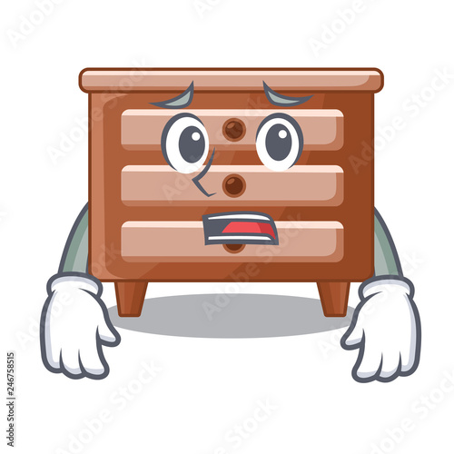 Afraid character bedside table in the room