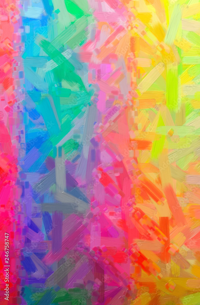 Abstract illustration of blue, orange, pink, red, yellow Oil Paint with big brush background