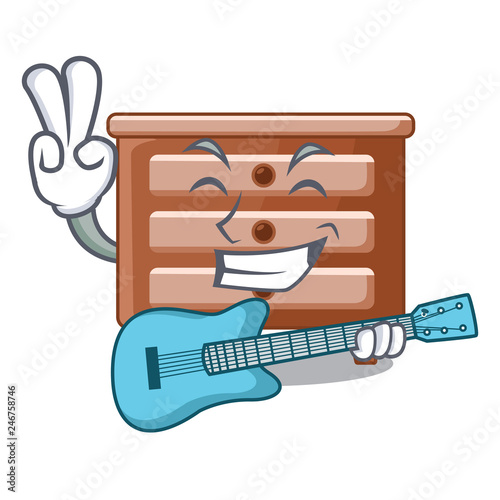 With guitar character bedside table in the room