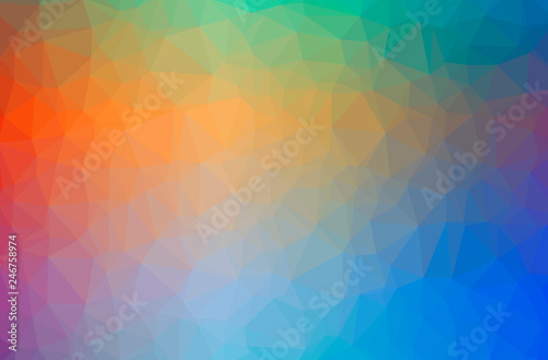 Illustration of abstract Blue  Green And Red horizontal low poly background. Beautiful polygon design pattern.