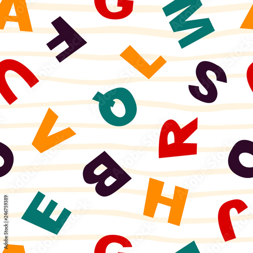 Seamless pattern with English alphabet