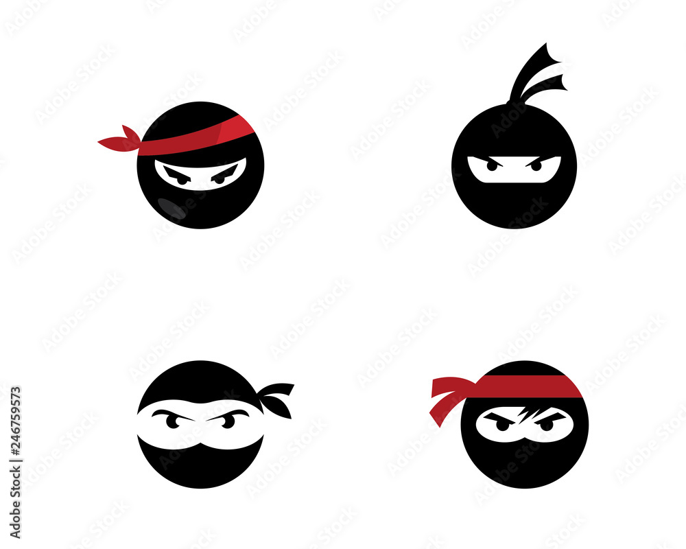 Ninja warrior icon. Simple black ninja head logo