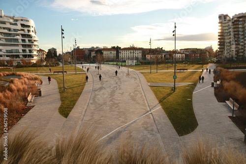 Milano, Italy. View of Piazza Elsa Morante in the modern City Life district. photo