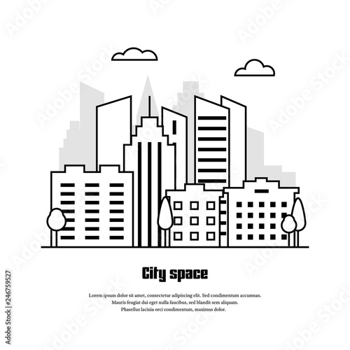 Thin line cityscape vector illustration