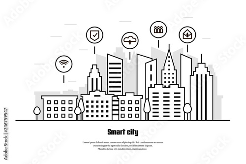 Smart city in line style