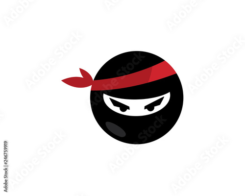 Ninja warrior icon. Simple black ninja head logo