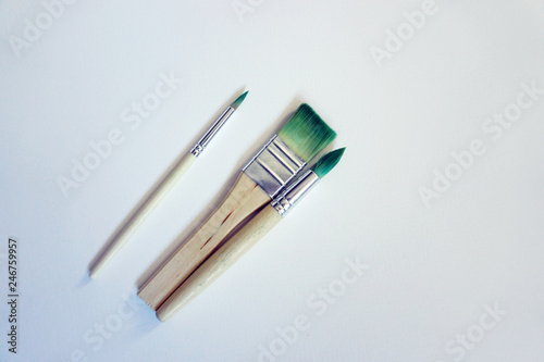 Painting brushes on paper