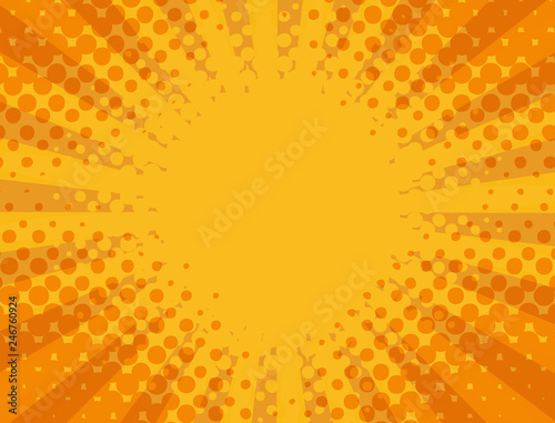 Abstract orange, yellow striped, halftone pattern background with copy space for text.