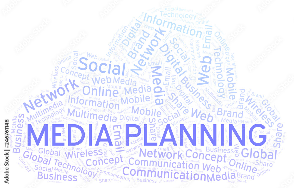 Obraz premium Media Planning word cloud.