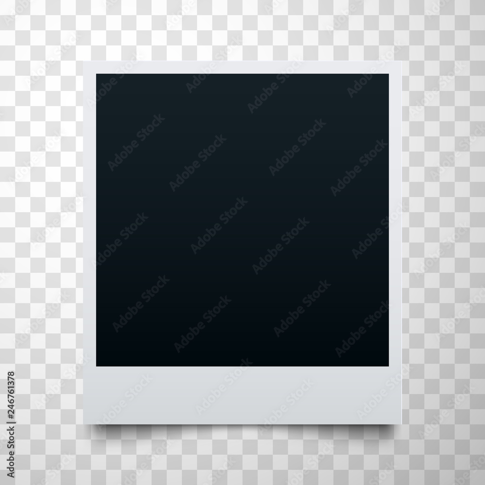 Black empty realistic photo frame on transparent background. Polaroid border  or instant photo template. vector de Stock | Adobe Stock