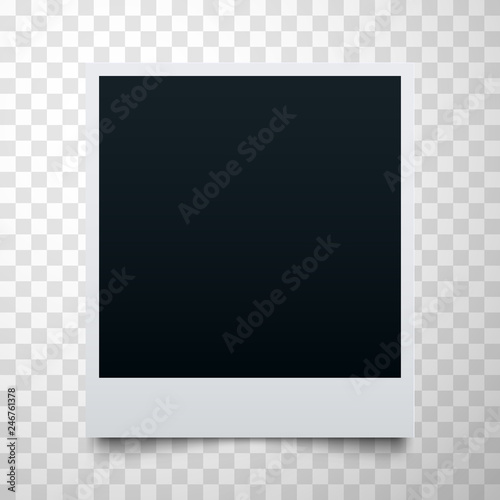 Black empty realistic photo frame on transparent background. Polaroid  border or instant photo template. Stock Vector | Adobe Stock