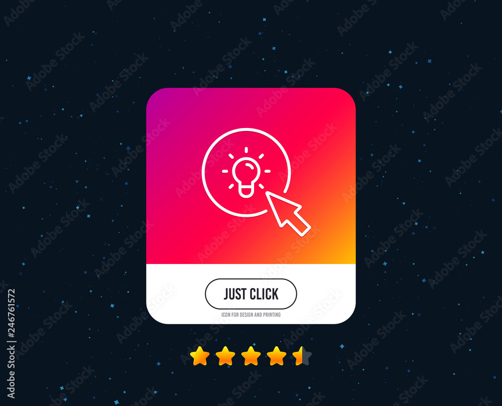 Idea lamp line icon. Mouse cursor sign. Light bulb symbol. Web or internet line icon design. Rating stars. Just click button. Vector Idea lamp line icon. Mouse cursor sign. Light bulb symbol. Web or internet line icon design. Rating stars. Just click button. Vector