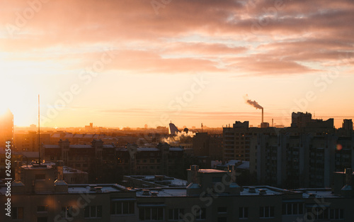 sunset over the city