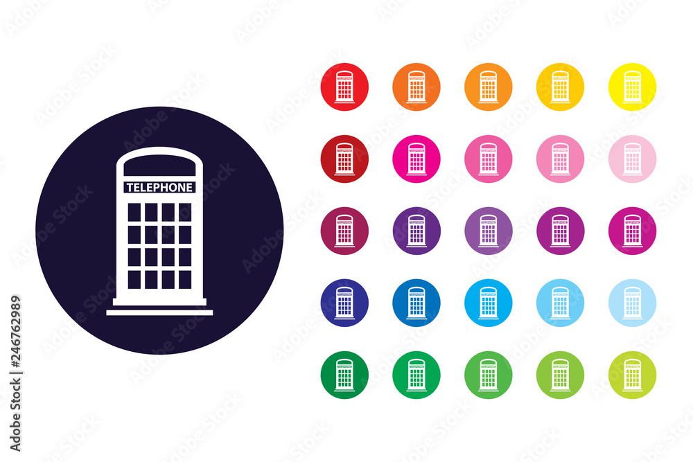 Telephone booth sign icon. Telephone booth color symbol. Telephone booth sign icon. Telephone booth color symbol.