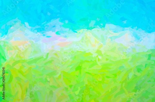 Abstract illustration of blue, green, yellow Impressionist Impasto background