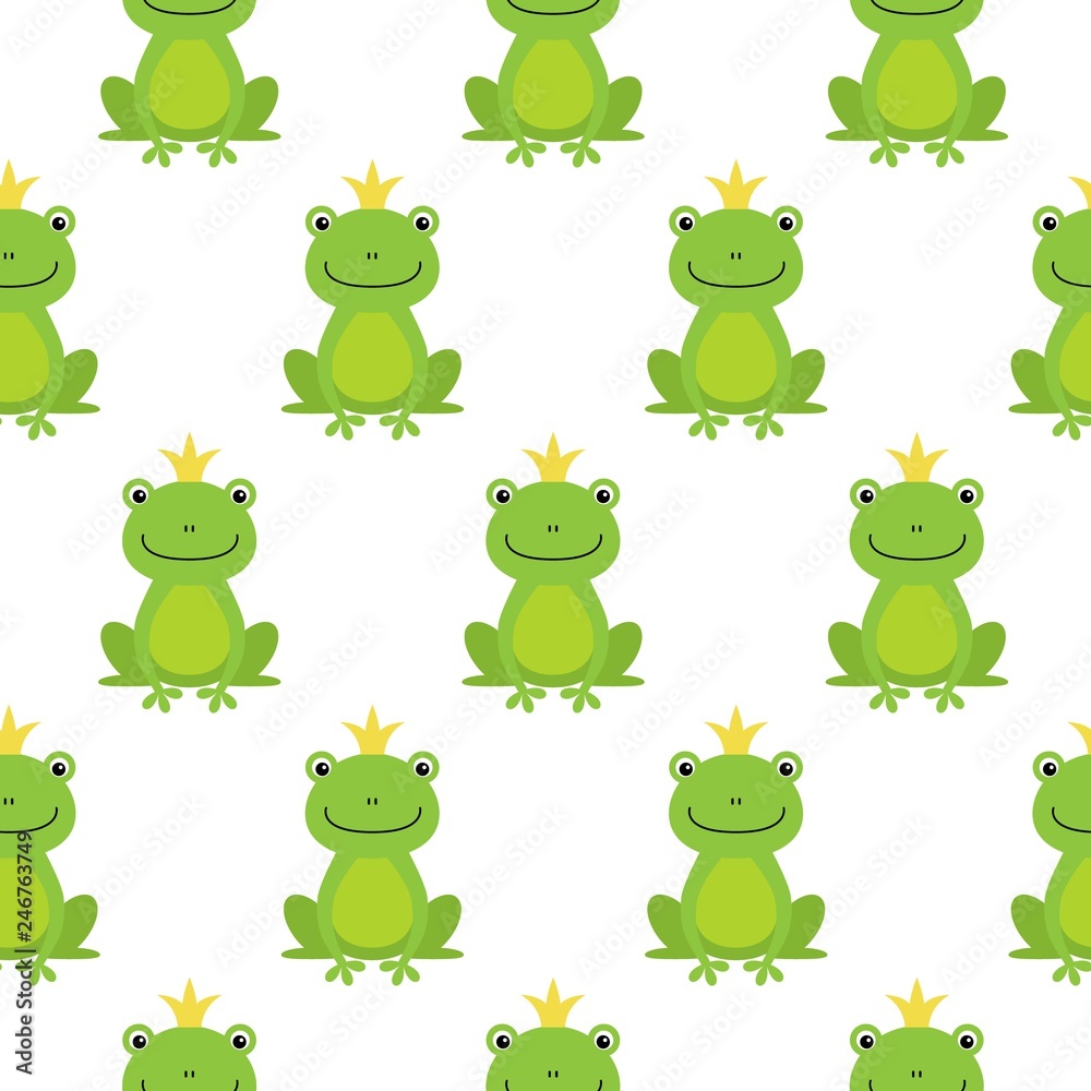 Seamless pattern with cute frogs and crowns vector illustration Seamless pattern with cute frogs and crowns vector illustration