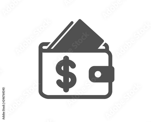 Wallet icon. Affordability sign. Cash savings symbol. Quality design element. Classic style icon. Vector