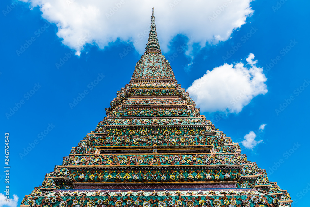 Big chedi for Rama I in Wat Po, Bangkok, Thailand.