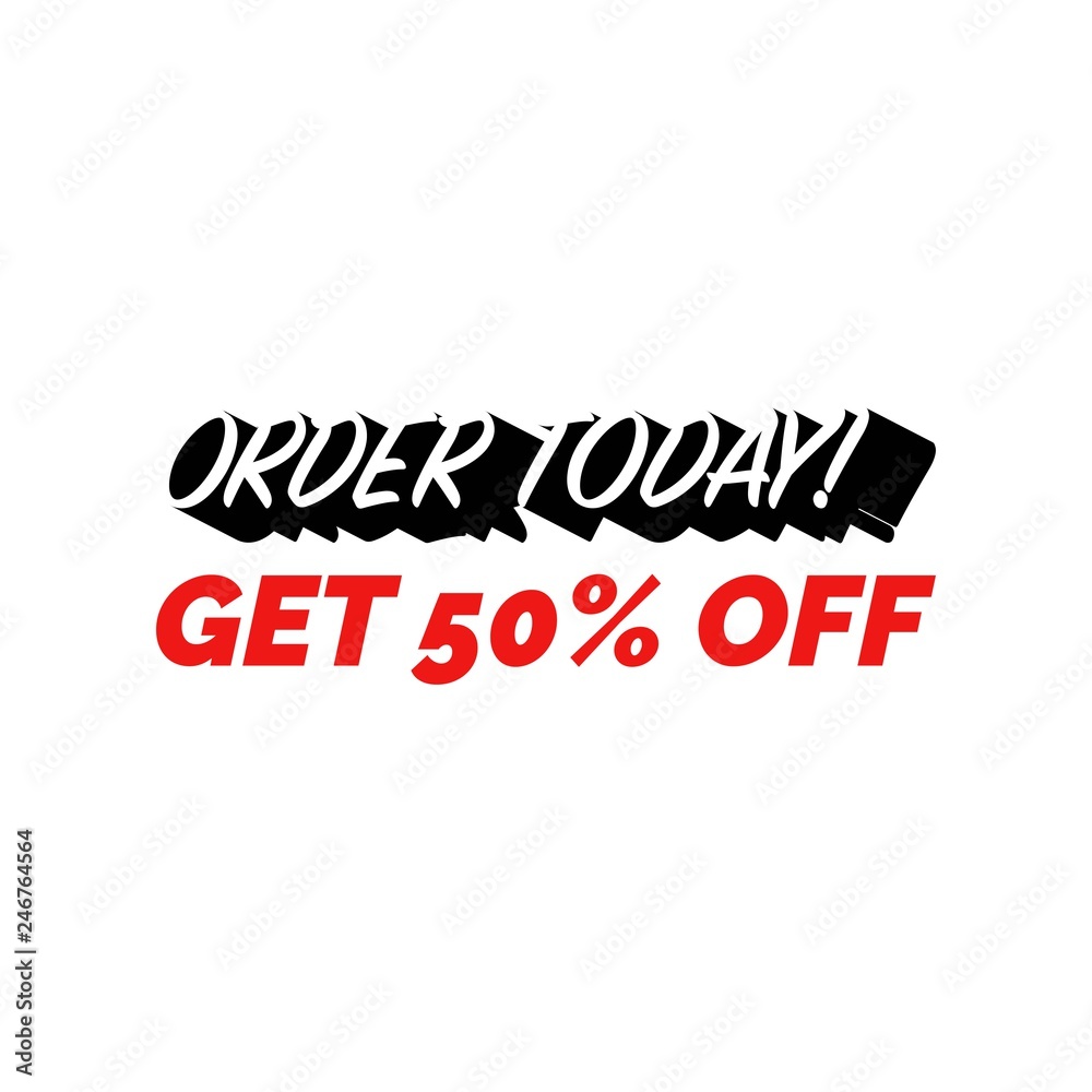 Modern Banner Clearance Sale Vector 50% Off, Logo, Badge, Illustration