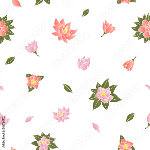 Magnolia seamless repeat pattern. vector illustration