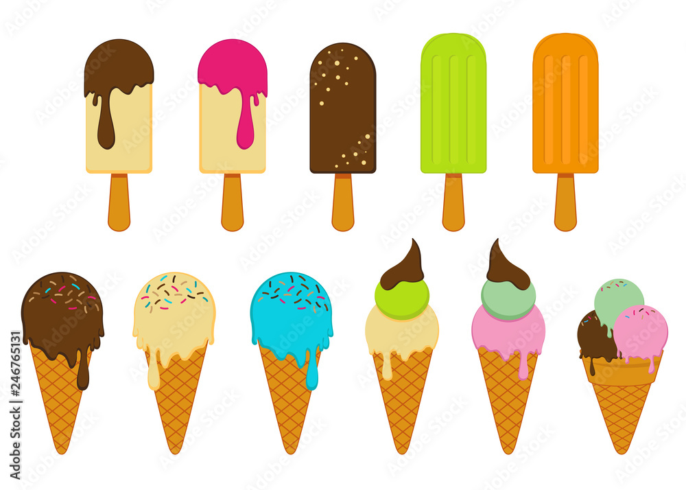 Set of ice cream vector icons. Hand drawn illustration Set of ice cream vector icons. Hand drawn illustration