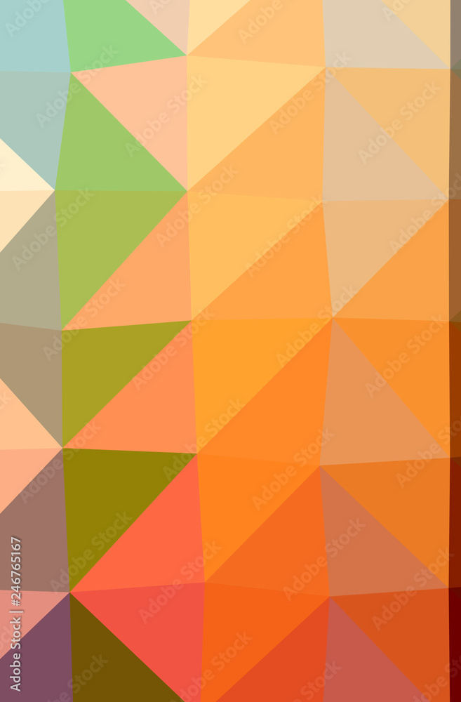 Fototapeta premium Illustration of abstract Green, Orange vertical low poly background. Beautiful polygon design pattern.