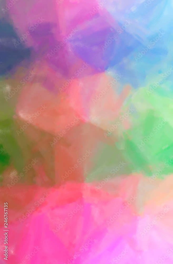 Abstract illustration of blue, green, pink Dry Brush Oil Paint background