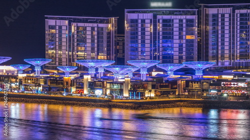 Canvas Print Bluewaters island aerial night timelapse with ferris wheel