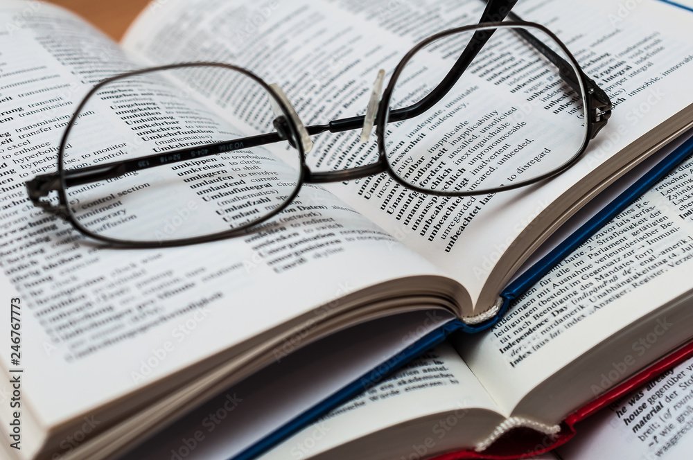 Closeup of Reading Glasses on Book Closeup of Reading Glasses on Book