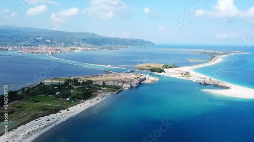 Wallpaper Mural Aerial drone view video of Lefkada Canal a natural entrance to the island with swamp like landscape near castle of Agia Mavra, Ionian, Greece Torontodigital.ca
