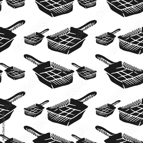 cat tray spatula vector seamless pattern