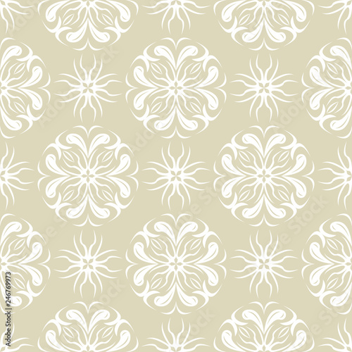 Wallpaper Mural Floral seamless pattern. White design on olive green background Torontodigital.ca
