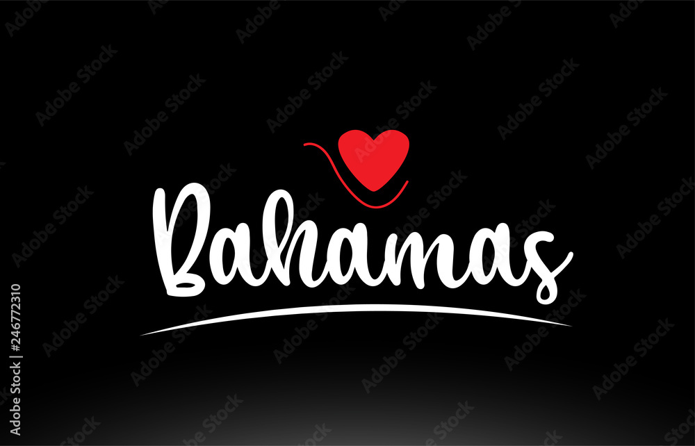Bahamas country text typography logo icon design on black background