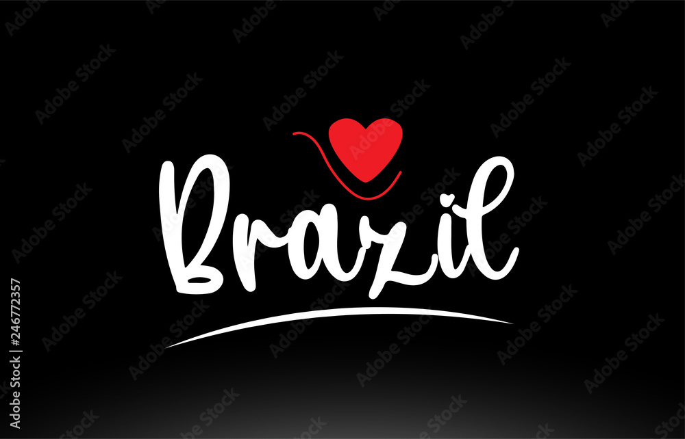 Brazil country text typography logo icon design on black background