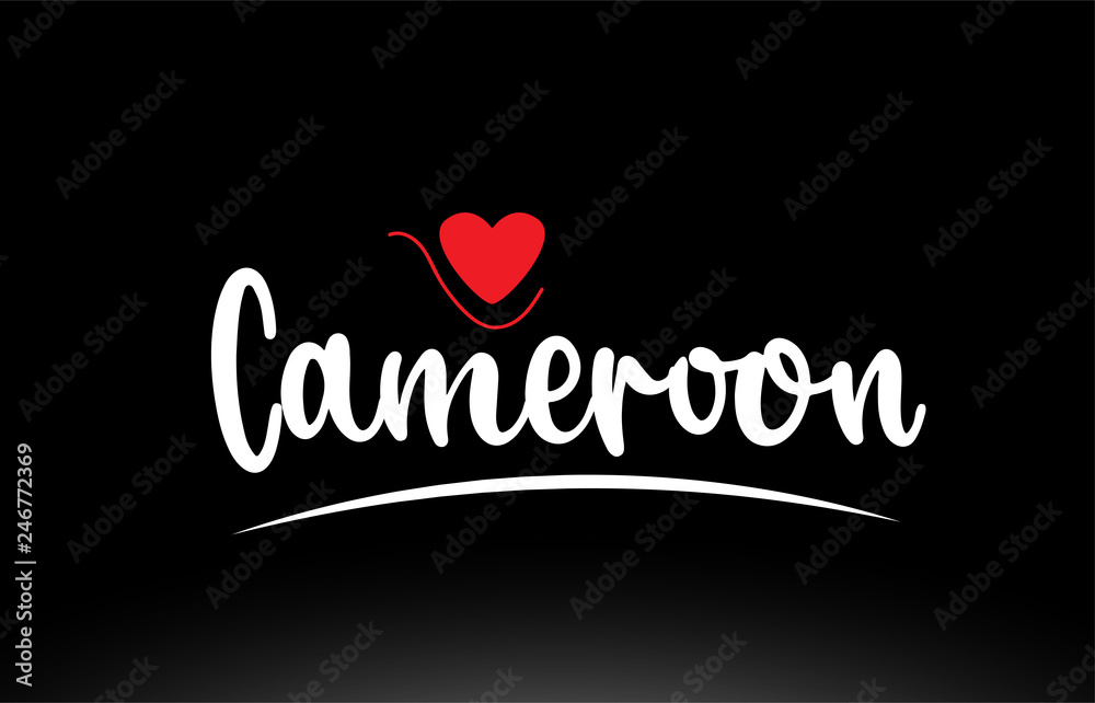 Cameroon country text typography logo icon design on black background