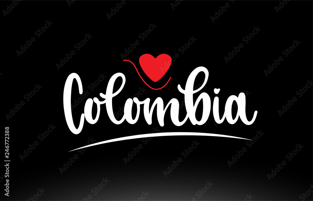 Colombia country text typography logo icon design on black background