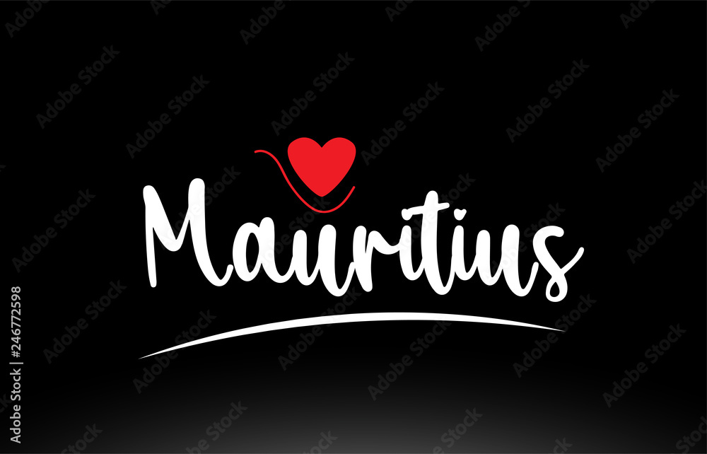 Mauritius country text typography logo icon design on black background