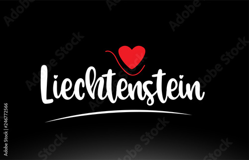 Liechtenstein country text typography logo icon design on black background