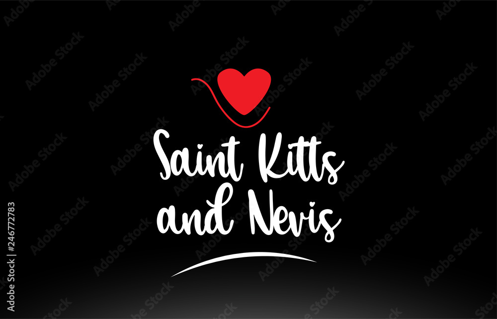 Saint Kitts and Nevis country text typography logo icon design on black background
