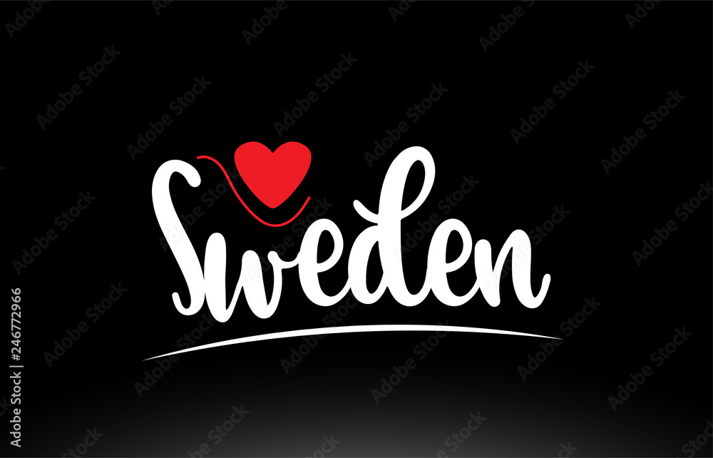 Sweden country text typography logo icon design on black background