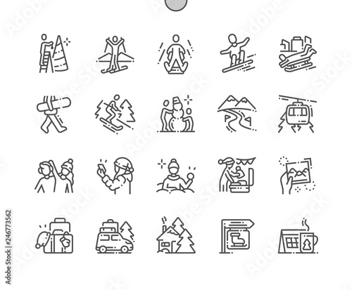 Winter vacation Well-crafted Pixel Perfect Vector Thin Line Icons 30 2x Grid for Web Graphics and Apps. Simple Minimal Pictogram