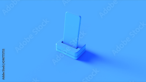 Blue Mobile Phone and Charger 3d illustration 3d rendering