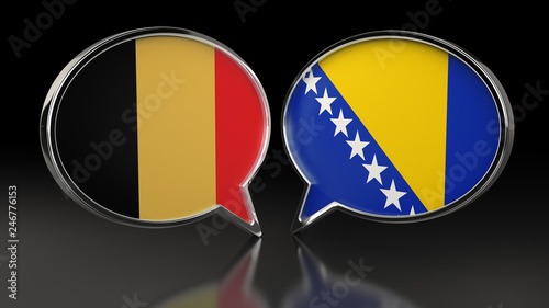 Belgium and Bosnia and Herzegovina flags with Speech Bubbles. 3D illustration Free Download Belgium and Bosnia and Herzegovina flags with Speech Bubbles. 3D illustration - GFXLoad