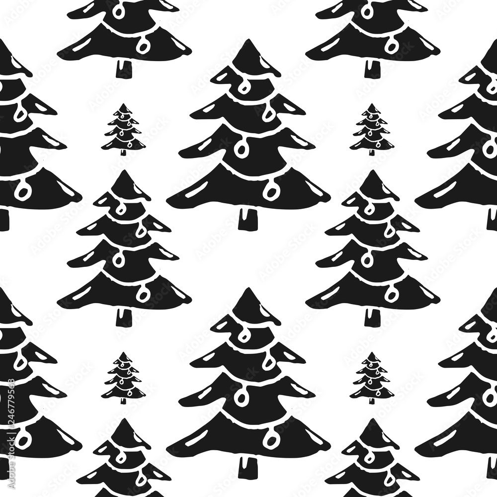 new year tree vector seamless pattern
