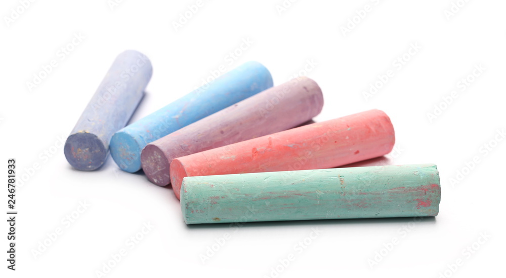 Colorful chalks isolated on white background Colorful chalks isolated on white background