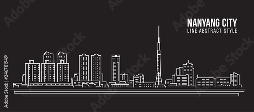Cityscape Building Line art Vector Illustration design - Nanyang city