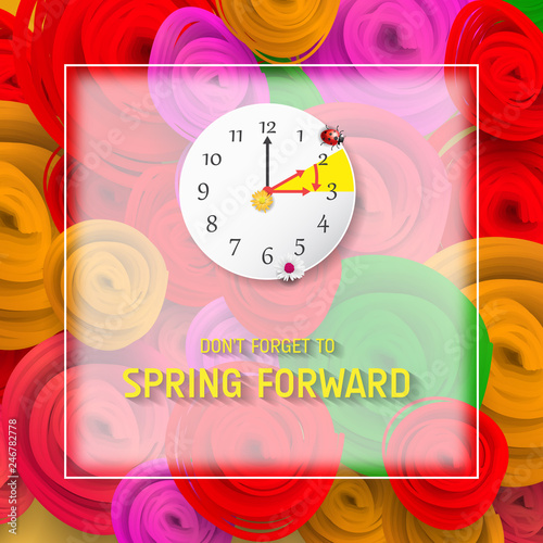 Spring Forward Banner. Daylight Saving Time Reminder - Spring Time Change.
