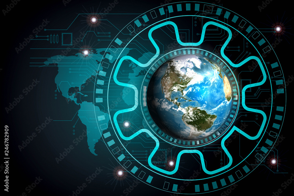 disruptive technologies that changed the world.disruption concept.Texture map courtesy of NASA.